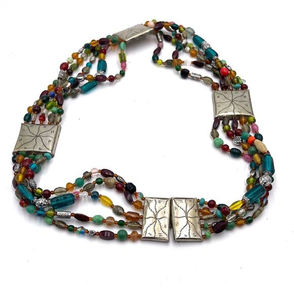 Western Vintage handmade belt glass beads tribal aztec style - Picture 1 of 15